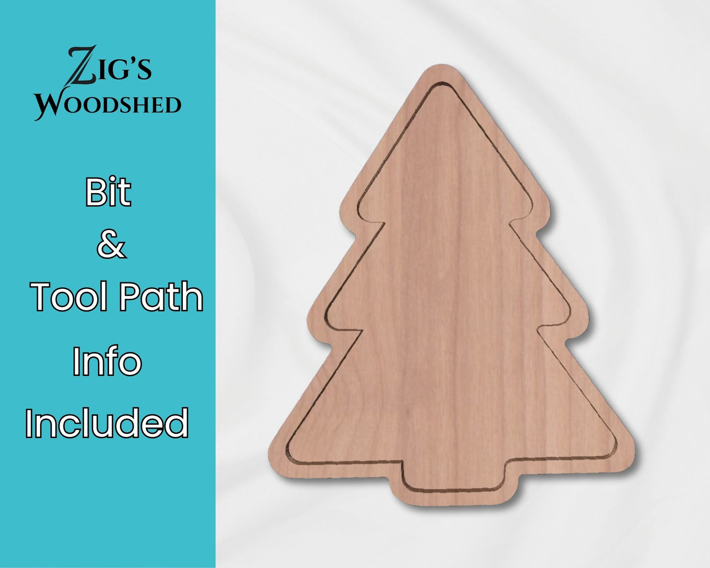 Digital download for Christmas Tree Tray to be cut on a CNC machine. Bit & tool path recommendations included.