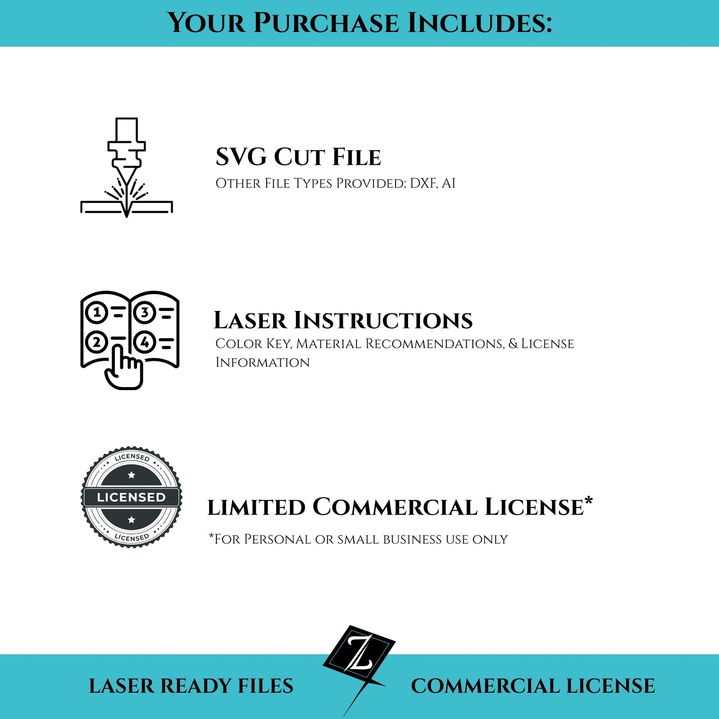Your purchase includes an SVG cut file, laser instruction, and a limited commercial license.