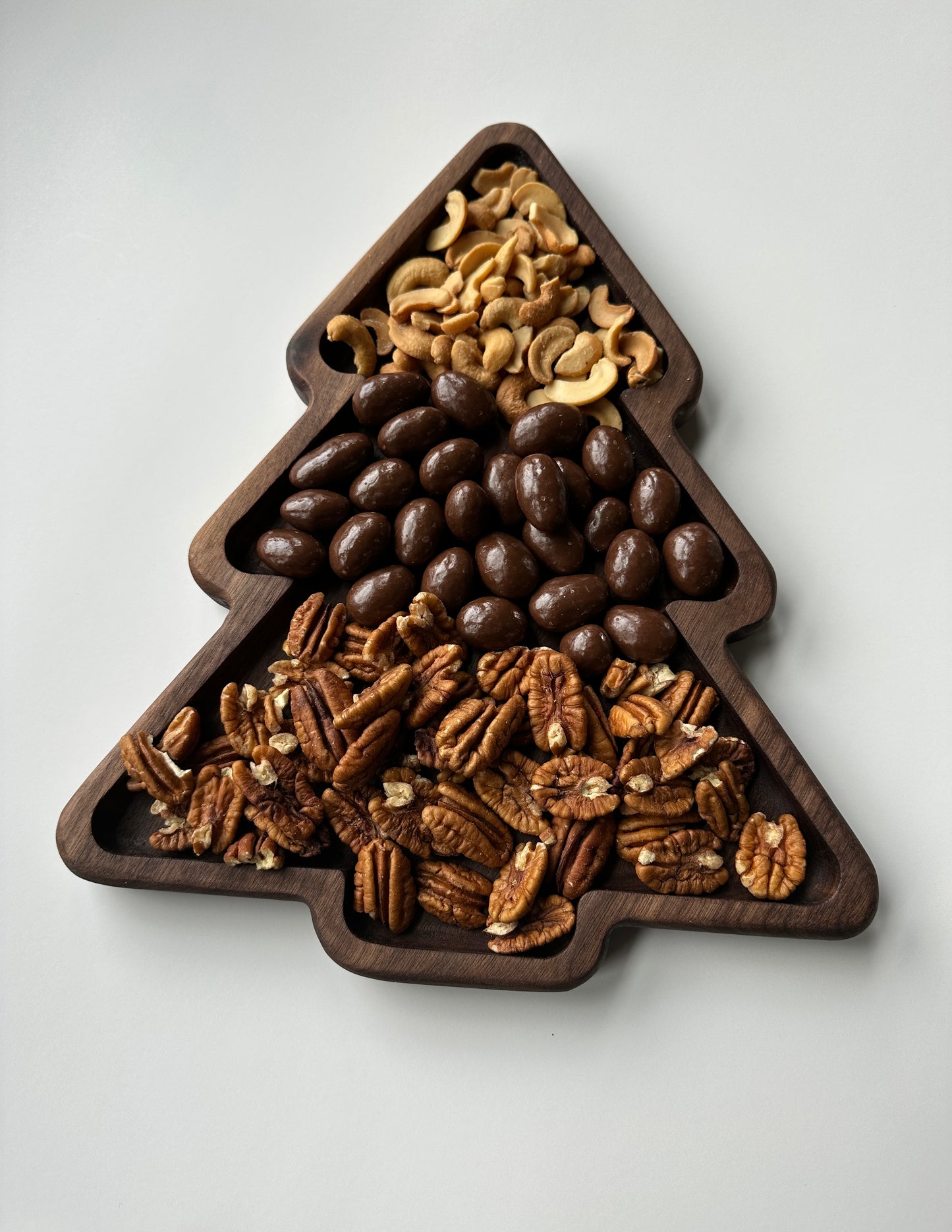 Walnut wood Christmas tree tray - locally made in Georgia.
