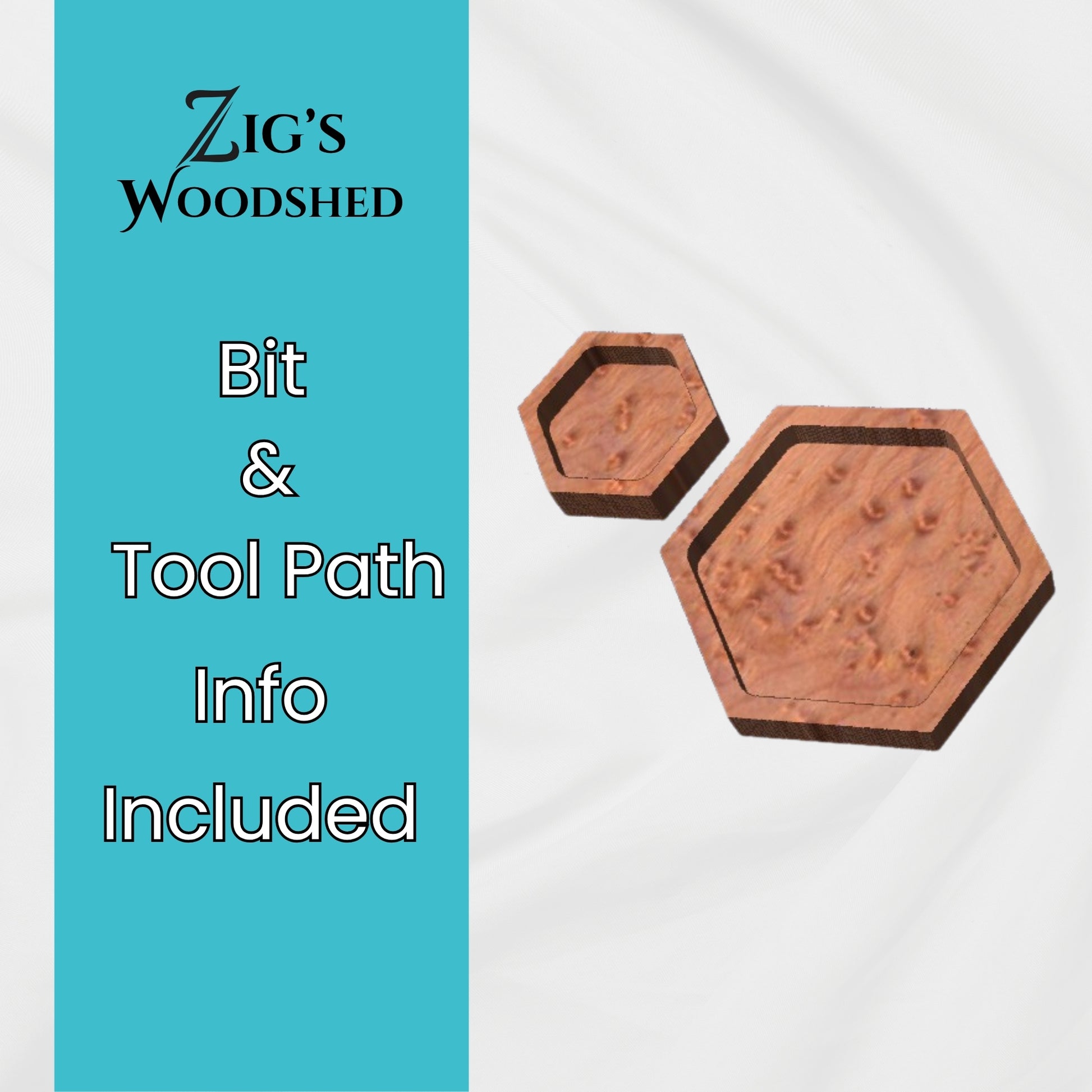 Digital download catch all tray and ring dish file shown in wood.  Bit and tool path recommendations included.