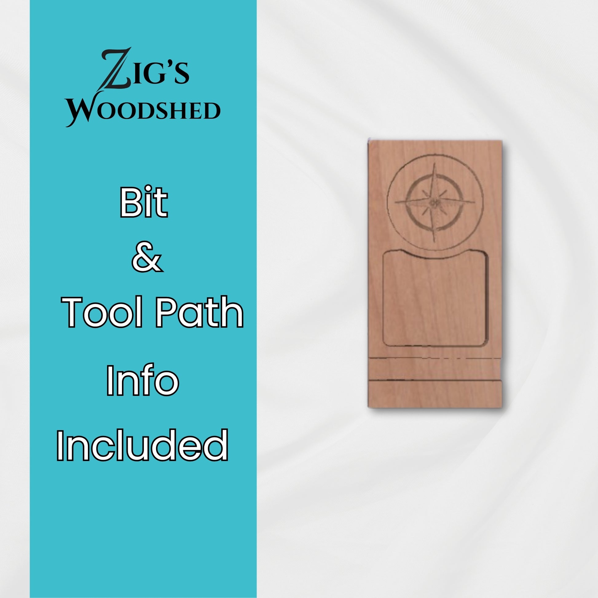 Digital cigar tray CNC file with engraved compass design and carved pocket shown in wood, available as SVG, DXF, PDF, EPS, and AI download.