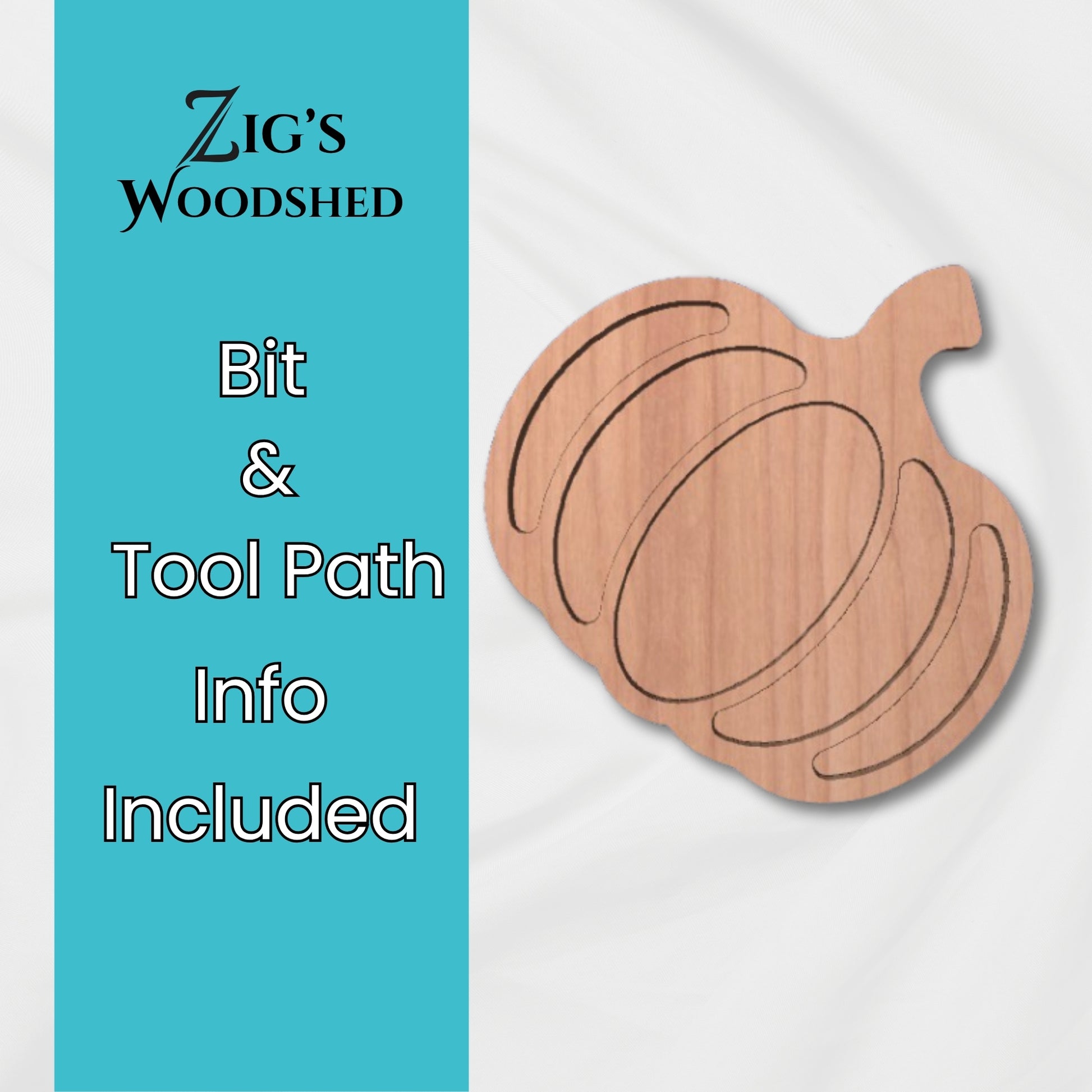 Digital download Large Pumpkin tray CNC file shown made with wood on a white background.  Bit and tool path recommendations included.