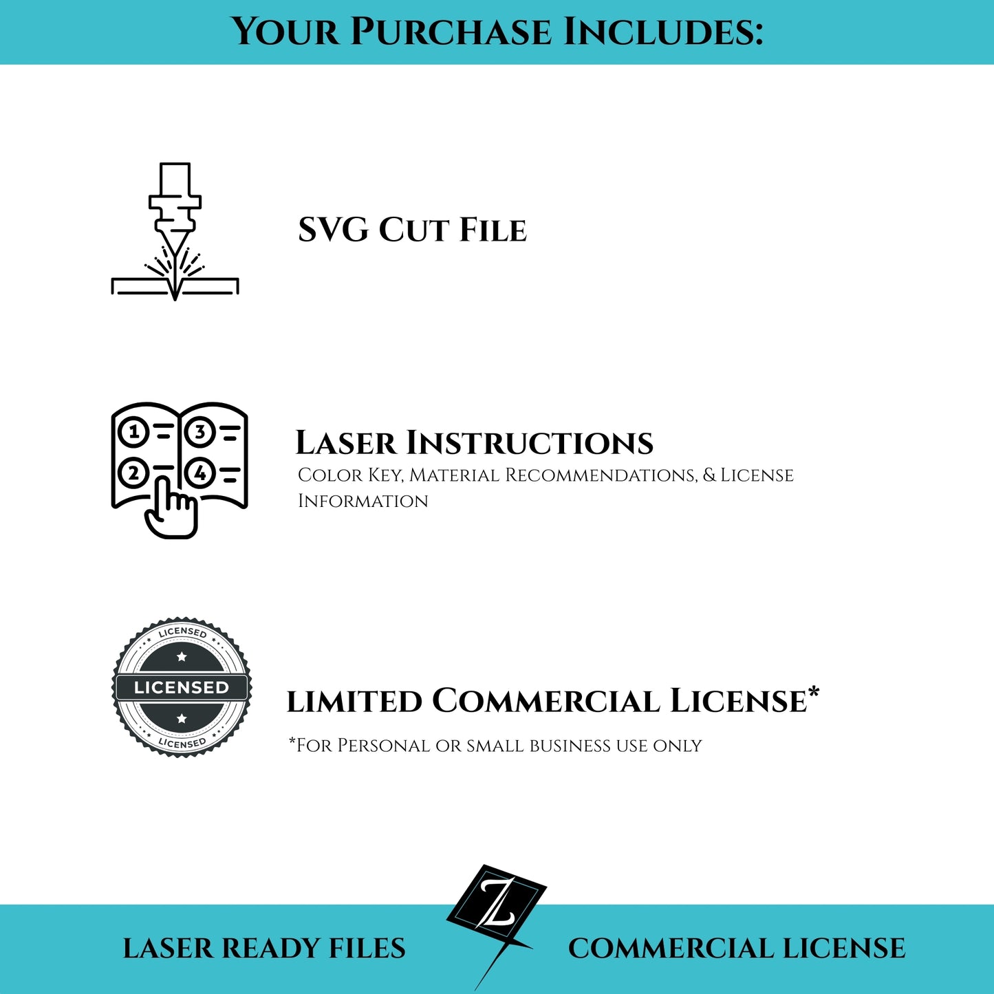 Your purchase includes an SVG cut file, laser instruction, and a limited commercial license.