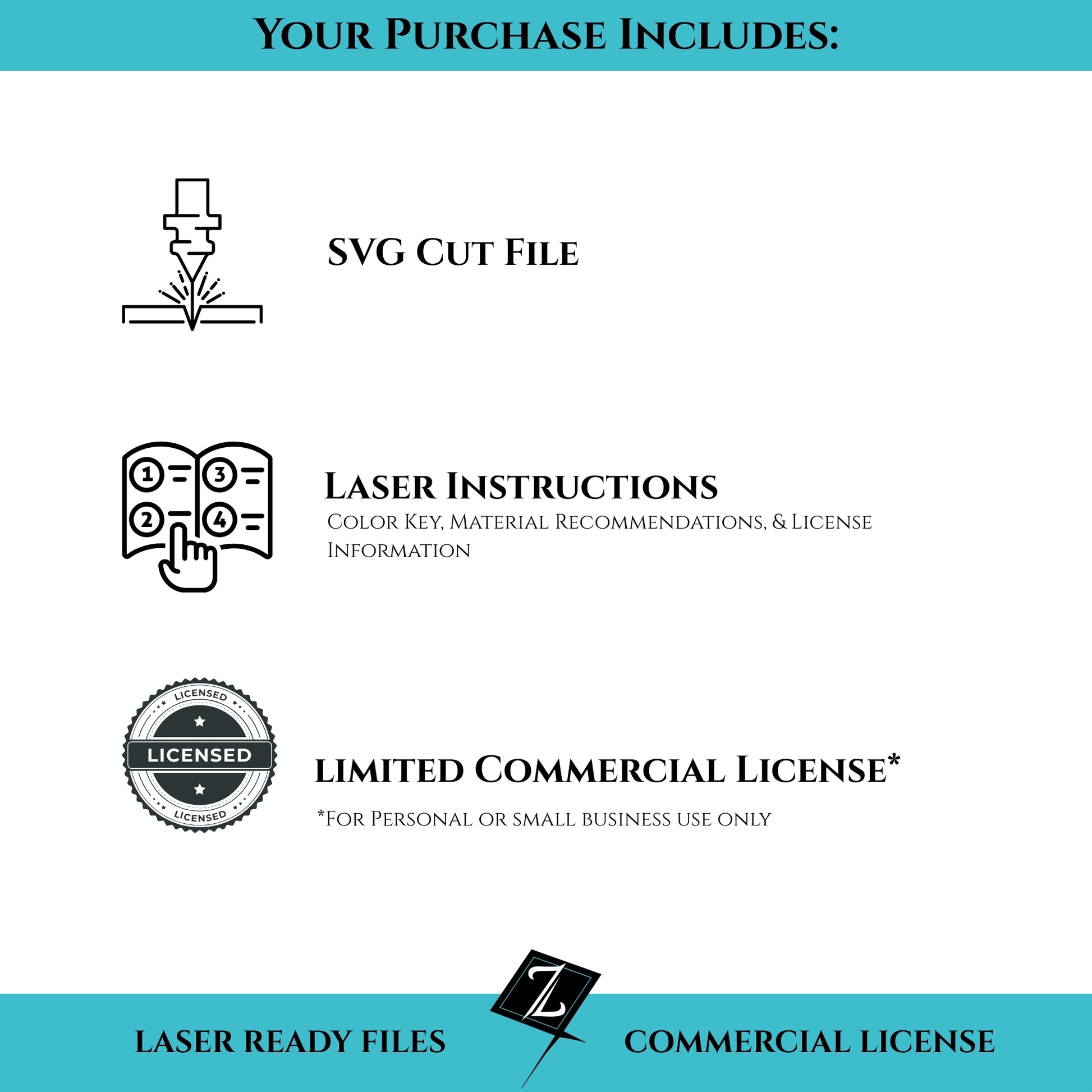 Your purchase includes an SVG cut file, laser instruction, and a limited commercial license.