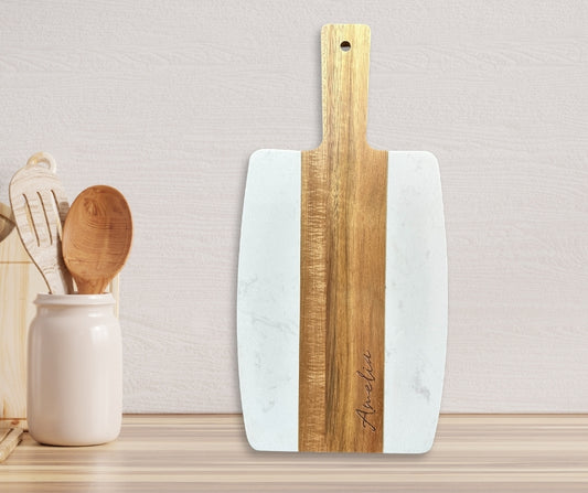 Personalized Marble and Wood Serving Board