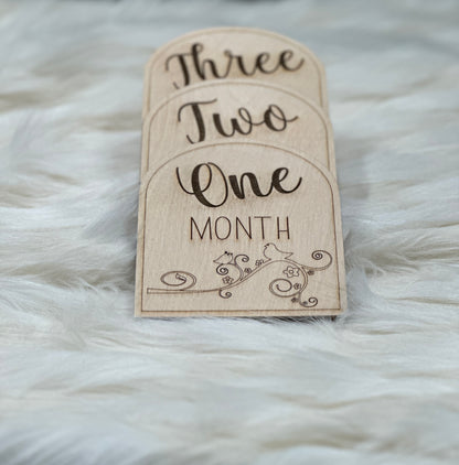 Woodworking gift for new mom to capture baby milestones for months 1-12.