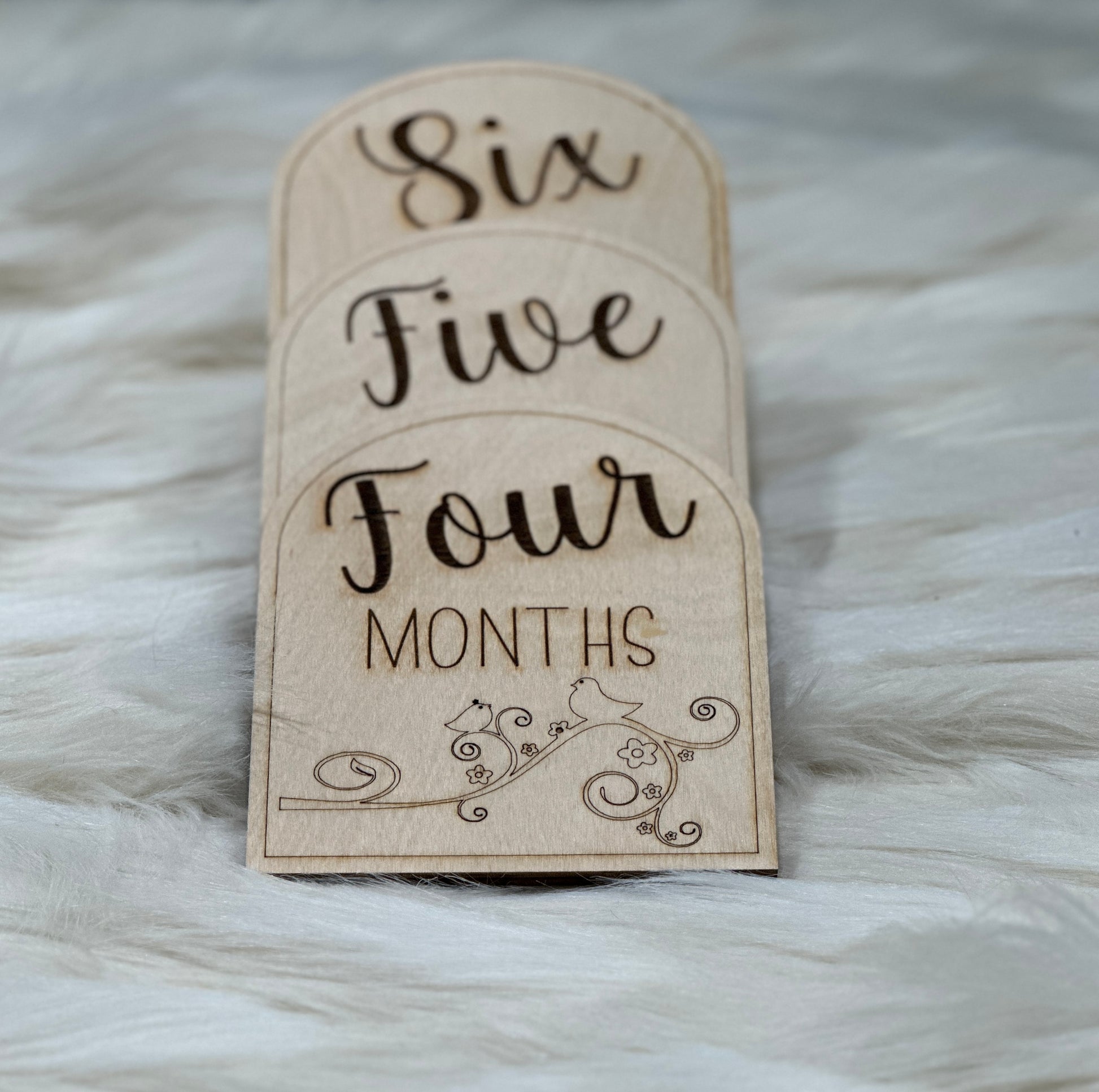 Custom woodworking gift for new baby. Milestone cards to capture ages 1-12 months.