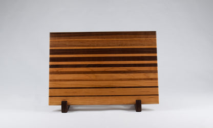 Handmade woodworking cutting board gift - Striped cutting board with beautiful cherry and walnut woods. Locally made in Georgia.