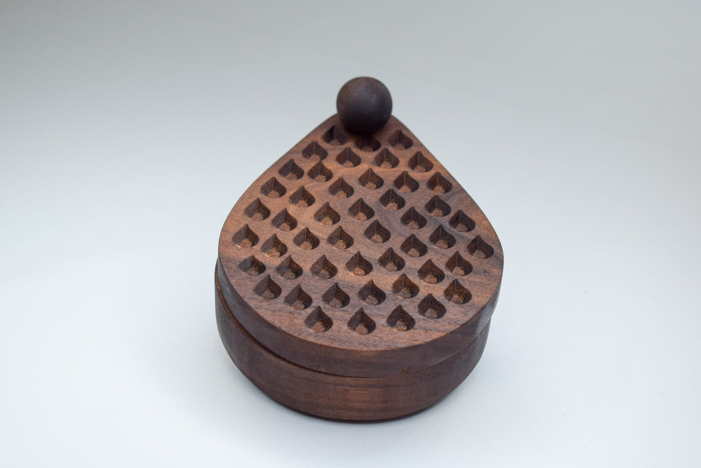 "Raindrop" salt cellar beautifully handcrafted out of walnut wood.