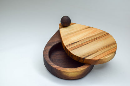 Handmade woodworking gift - Wooden salt cellar made with locally sourced ambrosia maple and walnut hardwood.