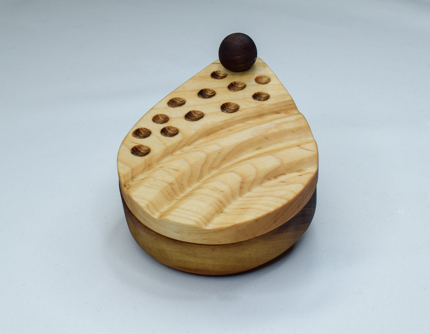 Handcrafted gift for those who love to cook - a handmade wooden salt cellar to store gourmet salts.