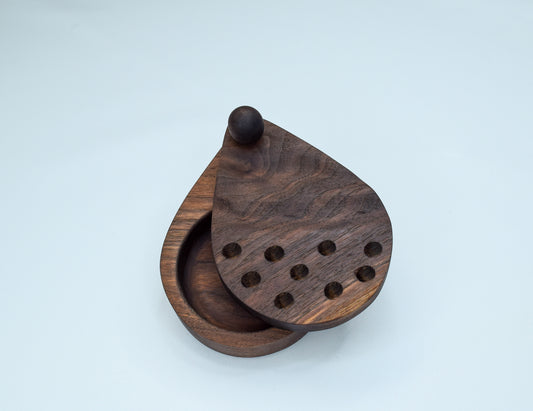 "Waved and Dots" salt cellar beautifully handcrafted out of walnut wood.