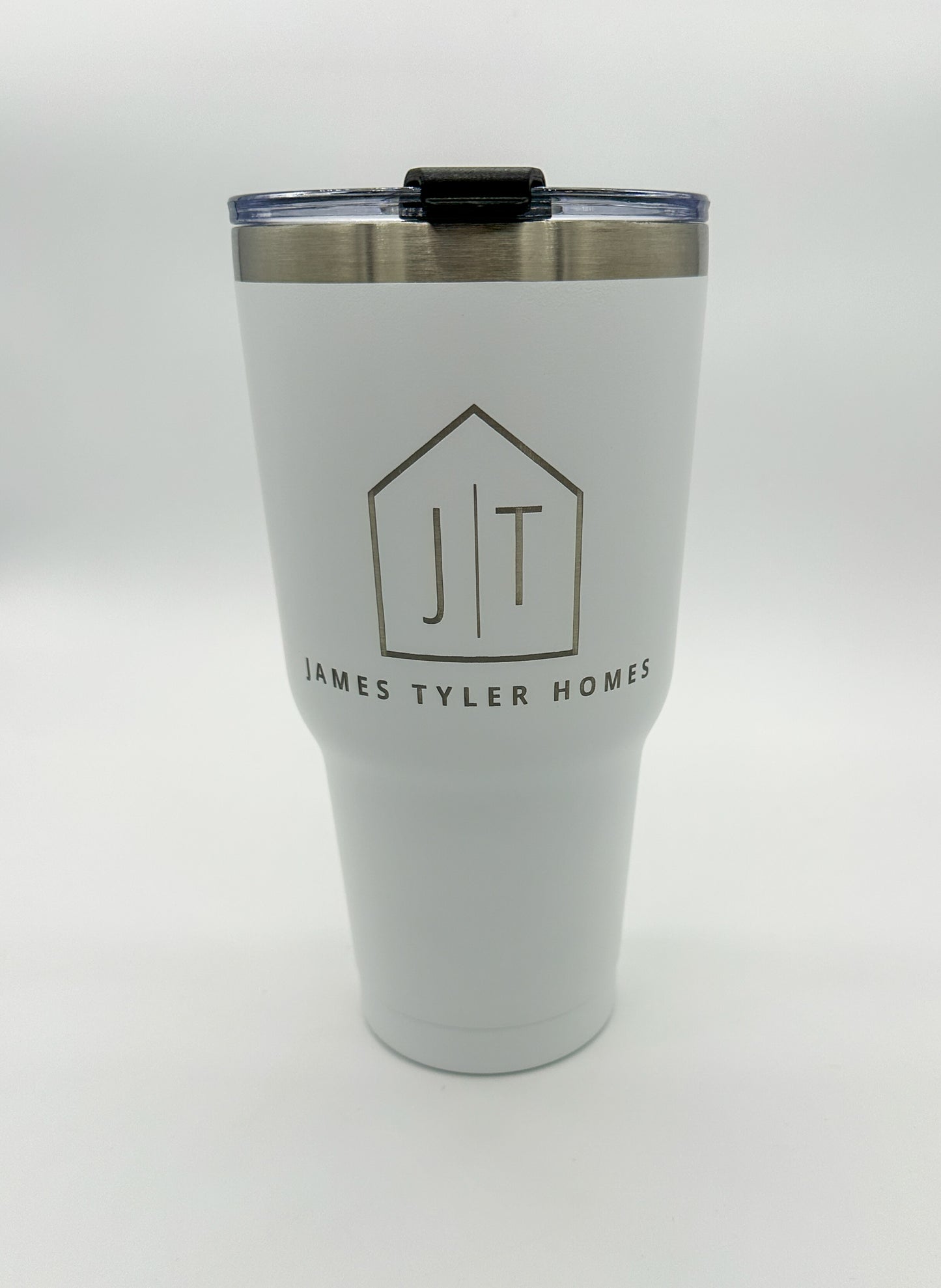 Custom engraved design for business on a 30oz tumbler.