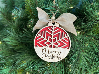 Merry Christmas Snowflake Ornament