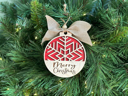 Merry Christmas Snowflake Ornament