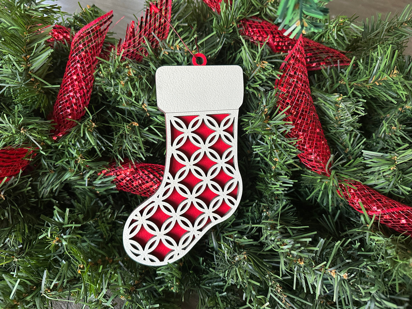 Zigs Woodshed Stocking Ornament - handmade out of birchwood.